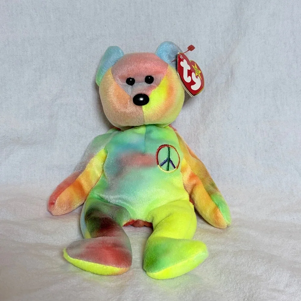 Ty Beanie Baby Peace Bear Tie Dye Vintage Plush‎ 1996 with Tags 08421040537